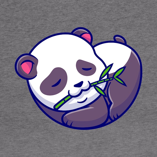 Cute Panda Sleeping And Eating Bamboo Cartoon by Catalyst Labs